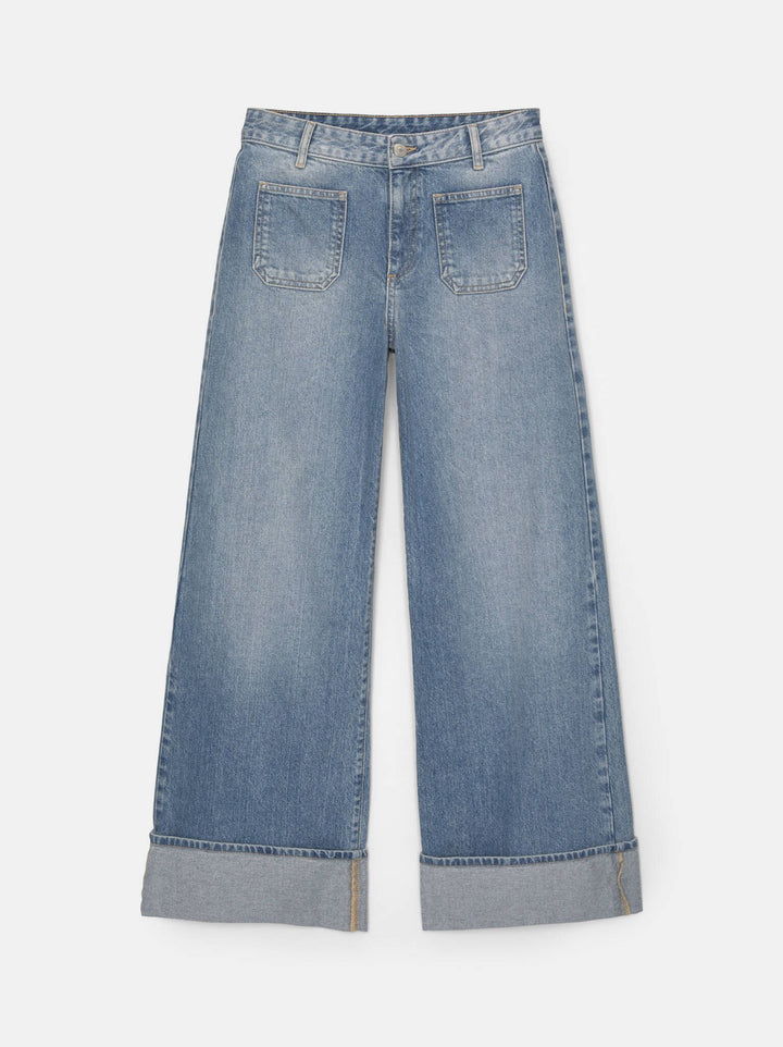Moudda PULL & BEAR - Pantalon Denim Jambe Large Poches Plastron - Tunisie 4