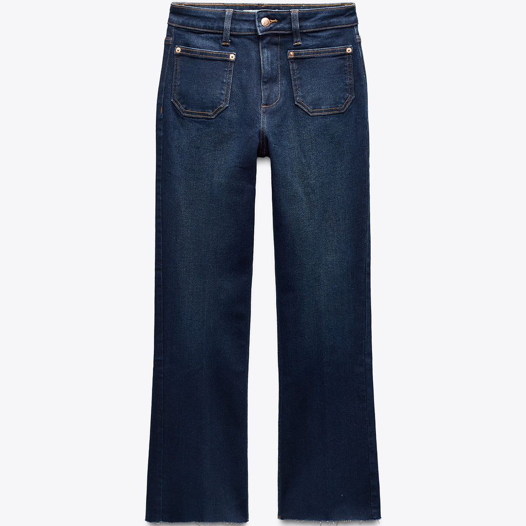 Moudda ZARA - Denim - Taille Haute, Mini Flare & Poches Plastro - Tunisie 1