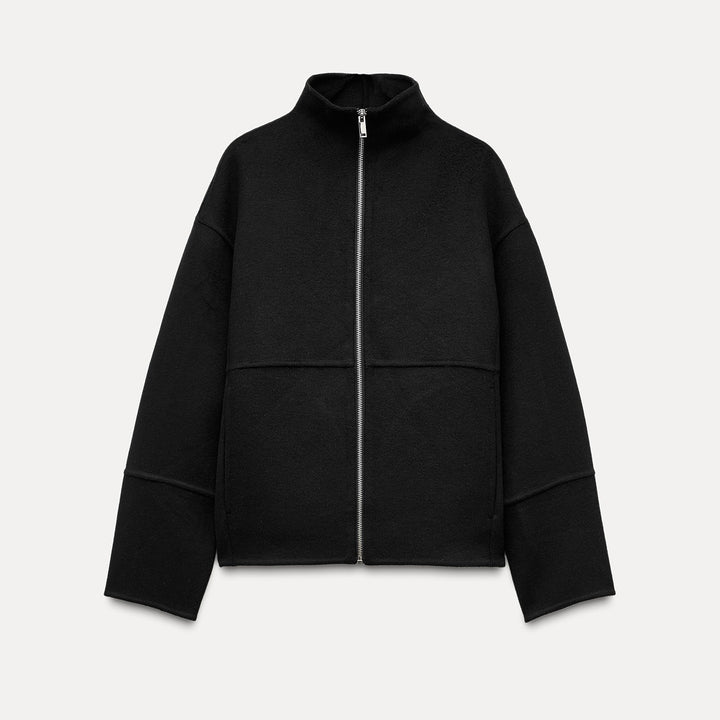 Moudda ZARA - Noir – veste tissu double col cheminée - Tunisie 1