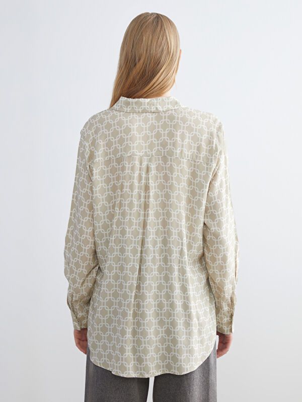 Moudda LC Waikiki - Chemise tissée imprimée manches longues Femme Imprimé beige - Tunisie 5