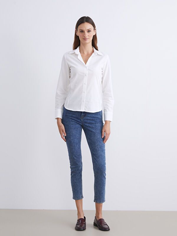 Moudda LC Waikiki - Chemise tissée manches longues Femme Ecru - Tunisie 2