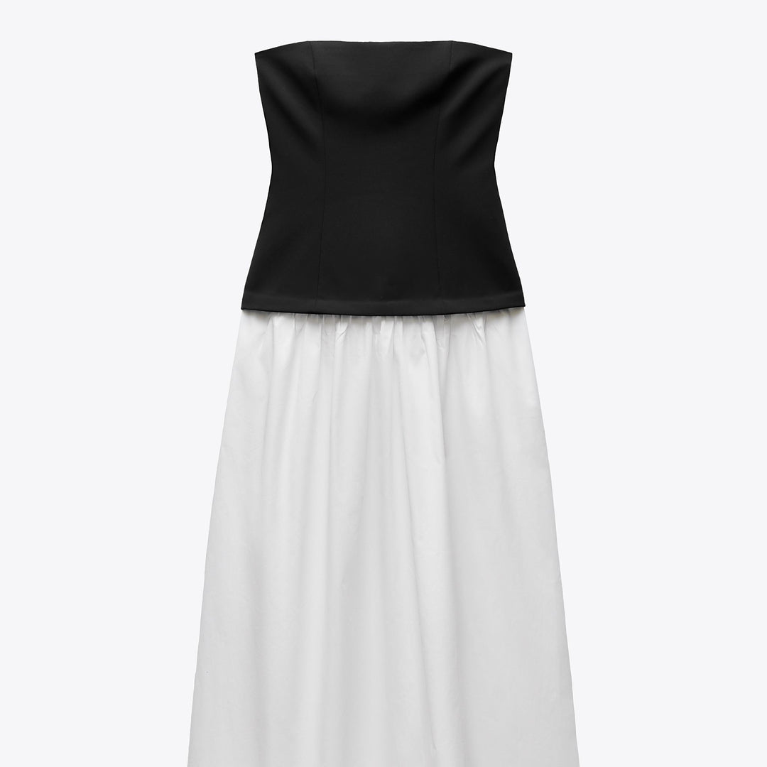 Moudda ZARA - Robe Midi - Motif, Top Élastique & Gabardine - Tunisie 1