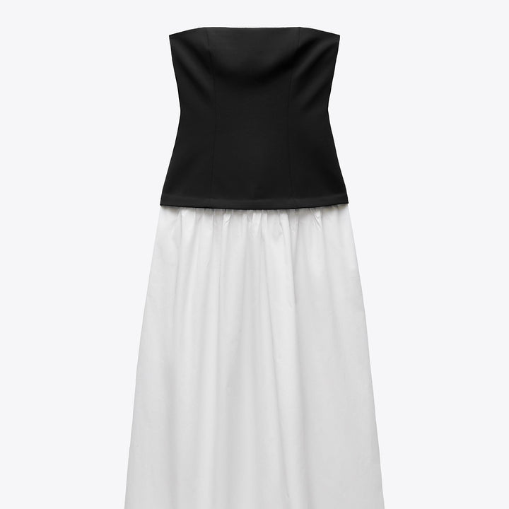 Moudda ZARA - Robe Midi - Motif, Top Élastique & Gabardine - Tunisie 1