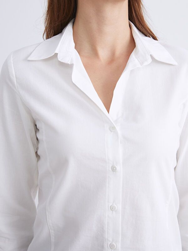 Moudda LC Waikiki - Chemise tissée manches longues Femme Ecru - Tunisie 3