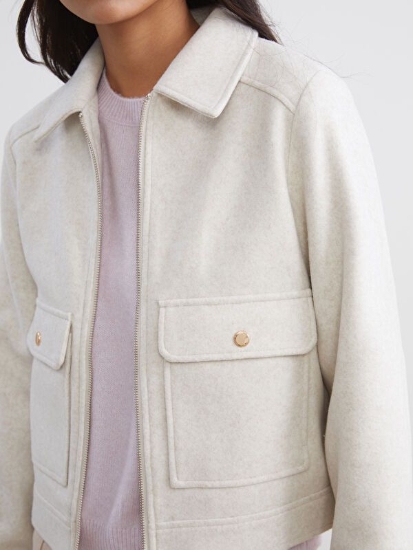 Moudda LC Waikiki - Manteau effet laine Femme Ecru - Tunisie 3