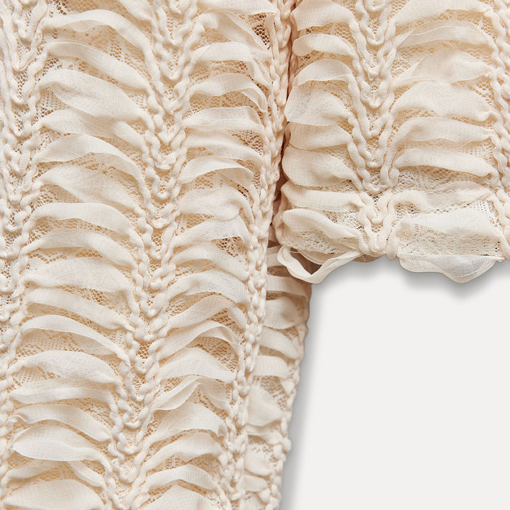 Moudda ZARA - Veste structure dentelle et tissu avec boutons - Tunisie 4