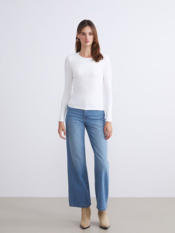 Moudda LC Waikiki - Body en jersey manches longues Femme Ecru - Tunisie 2