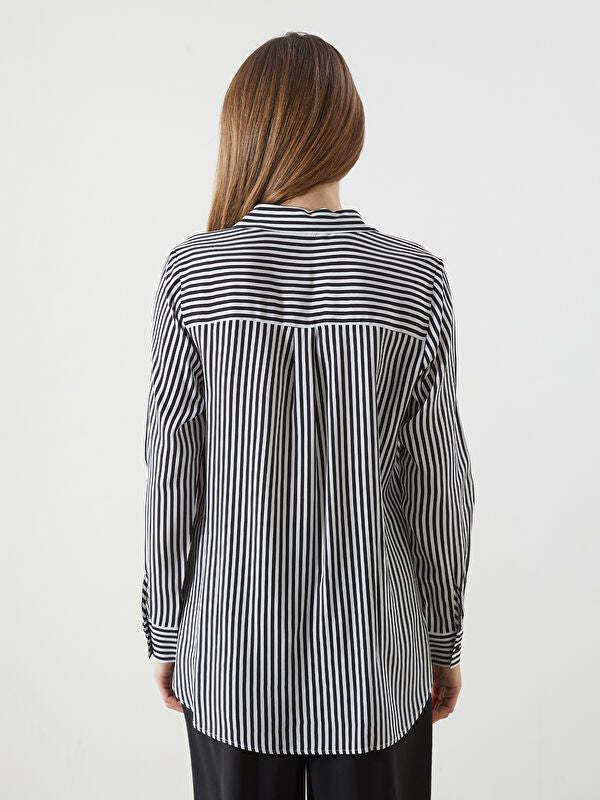 Moudda LC Waikiki - Chemise tissée manches longues Femme Rayures noires - Tunisie 4