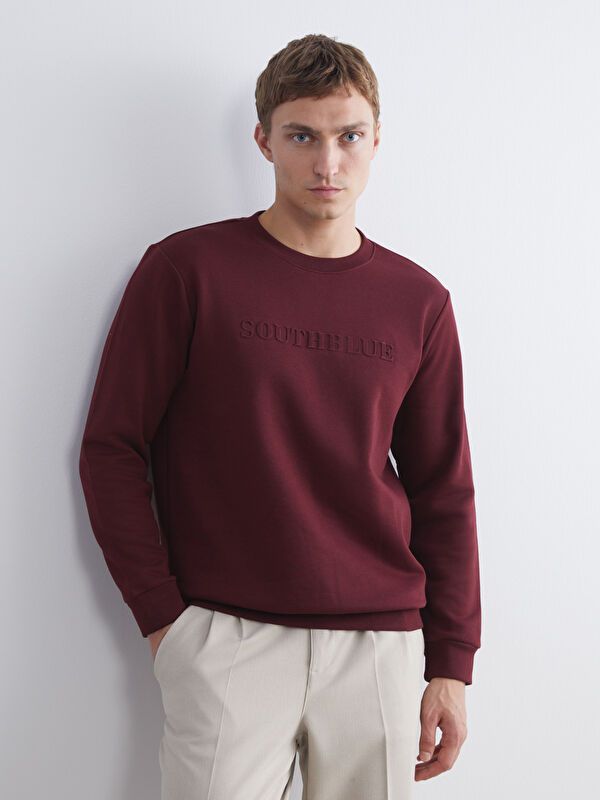 Moudda LC Waikiki - Sweatshirt en jersey Homme Bordeaux - Tunisie 1