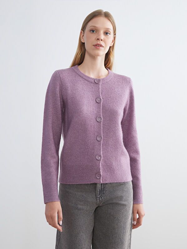 Moudda LC Waikiki - Cardigan tricot épais Femme Mélange lilas terneux - Tunisie 1