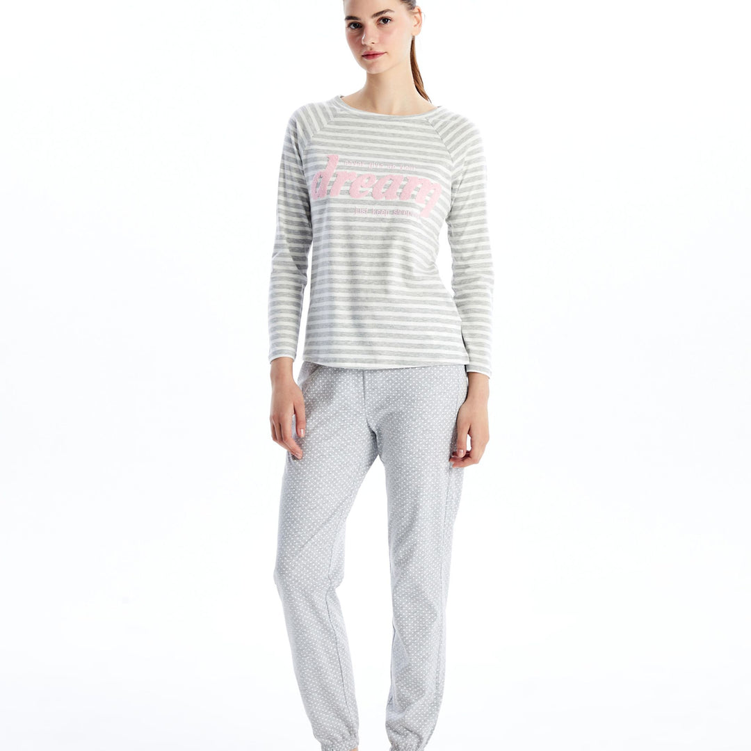 Moudda LC Waikiki - Pyjama en jersey manches longues Femme Mélange gris à - Tunisie 1