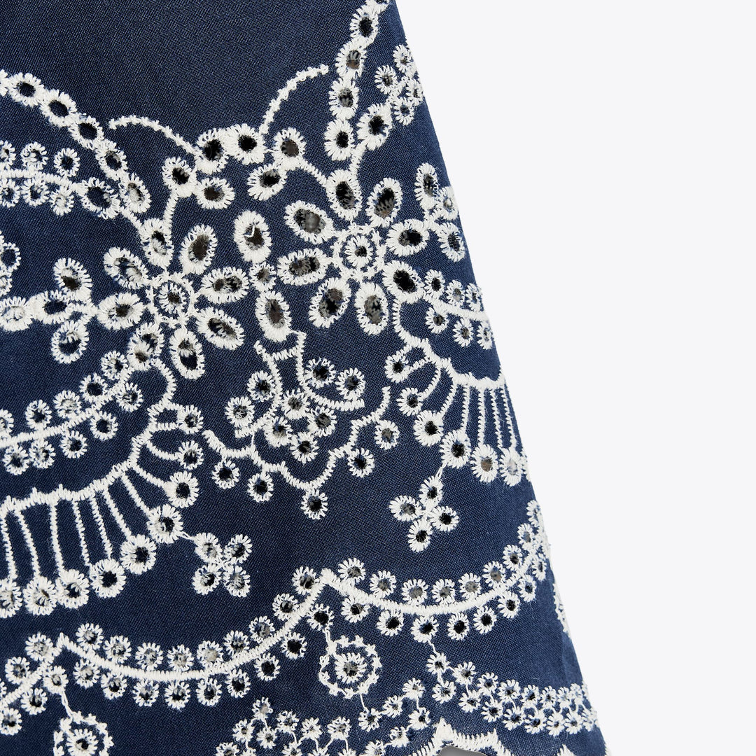 Moudda ZARA - Ensemble Chemise - Broderie Contrastée Bas & Manche - Tunisie 3