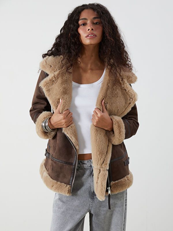 Moudda LC Waikiki - Manteau PU lourd Femme Brun - Tunisie 1