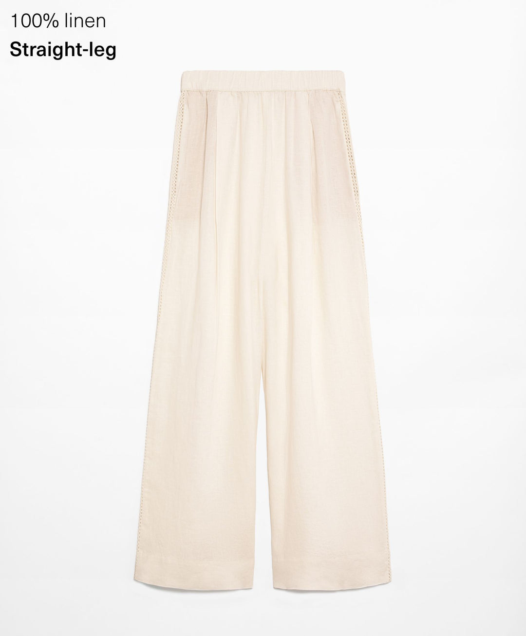 Moudda Oysho - Pantalon 100% Lin Relaxed Brodé Taille Moyenne - Tunisie 2