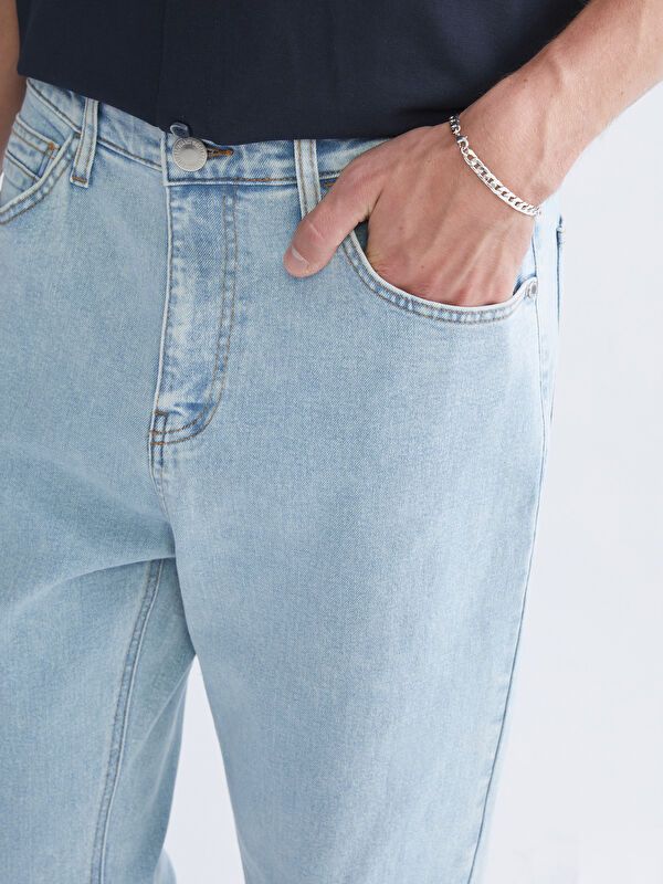 Moudda LC Waikiki - Pantalon jean tissé basique Homme Canne indigo clair - Tunisie 3