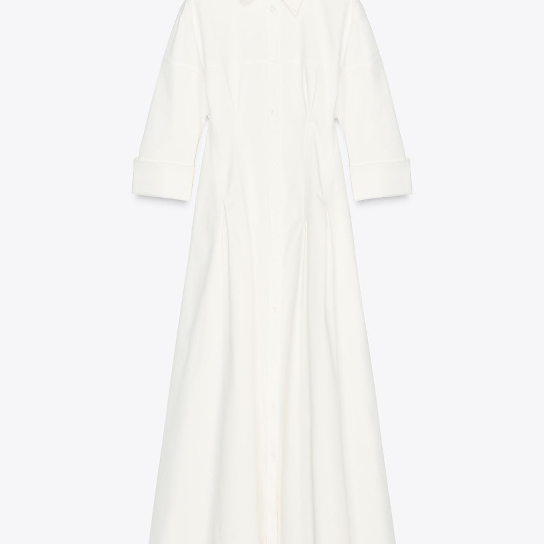 Moudda ZARA - Robe Midi Gabardine Élastique - Manches 3/4, Chemisier & Volume - Tunisie 1