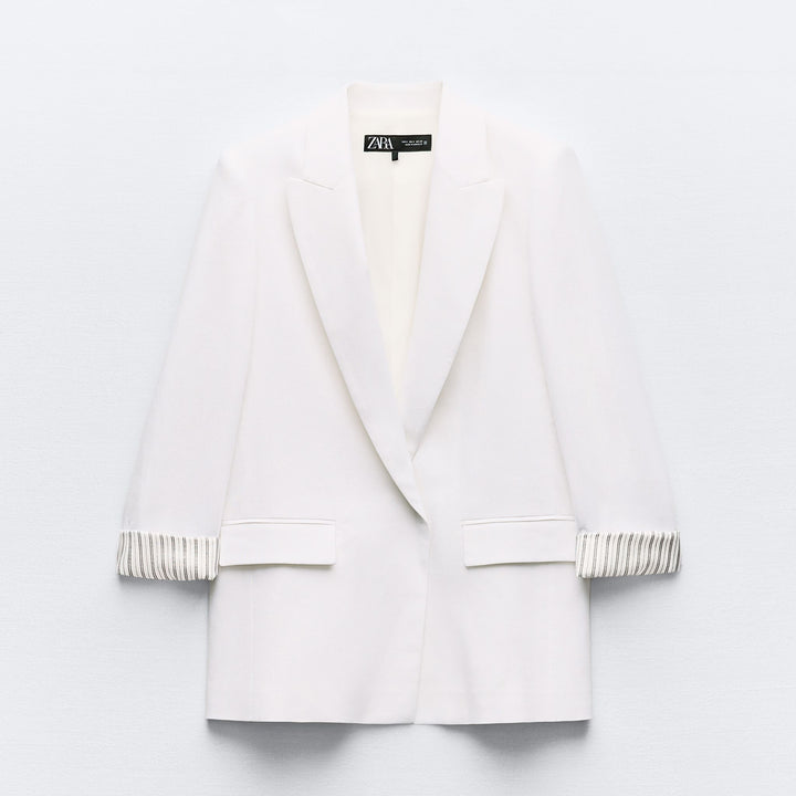 Moudda ZARA - Veste tailleur en lin poignet imprimé - Tunisie 2