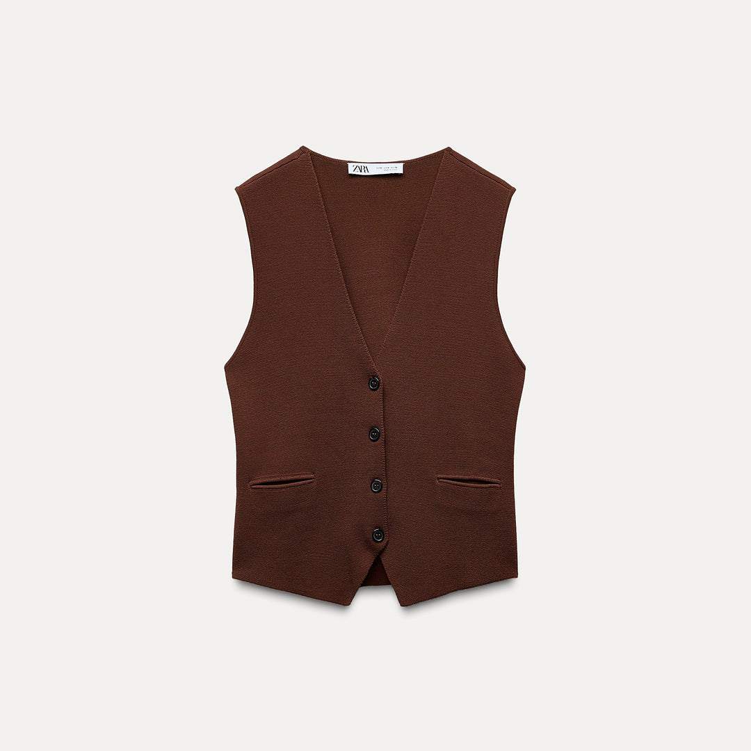 Moudda ZARA - Gilet tailleur col en V boutons et poches - Tunisie 1