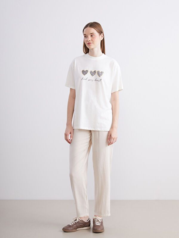 Moudda LC Waikiki - Pantalon tissé moyen Femme Beige - Tunisie 1