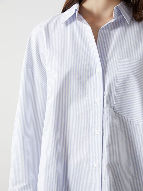 Moudda LC Waikiki - Chemise tissée manches longues Femme Rayures bleues - Tunisie 3