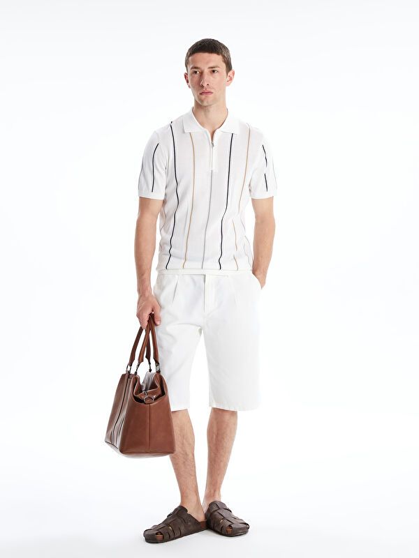 Moudda LC Waikiki - Pull tricot manches courtes Homme Ecru - Tunisie 2