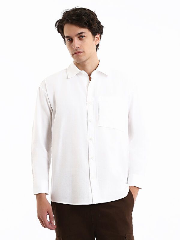 Moudda LC Waikiki - Chemise tissée manches longues Homme Ecru - Tunisie 1