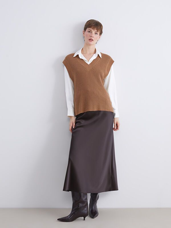 Moudda LC Waikiki - Pull tricot sans manches Femme Brun clair - Tunisie 2