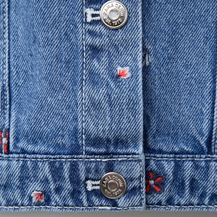 Moudda ZARA - Veste Denim Enfant - Broderies Rouges - Tunisie 4