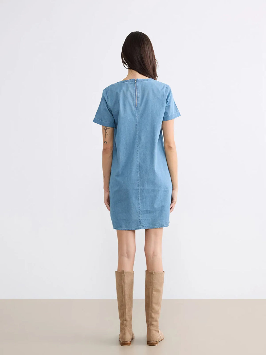 Moudda LC Waikiki - LCWAIKIKI Classic Crew Neck Mini Denim Dress - Tunisie 3