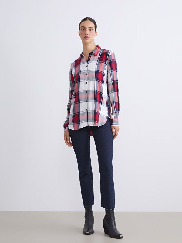 Moudda LC Waikiki - Chemise tissée manches longues Femme À carreaux rouges - Tunisie 2