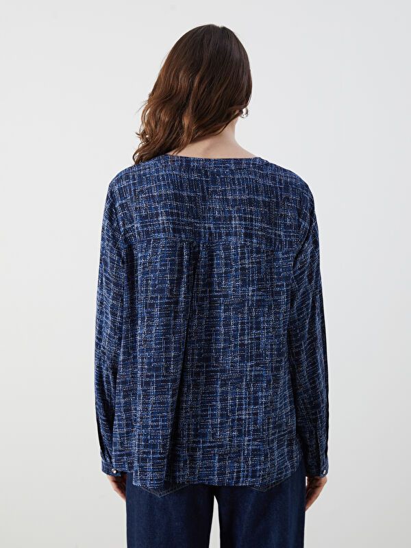 Moudda LC Waikiki - Blouse tissée imprimée manches longues Femme Imprimé marine - Tunisie 4