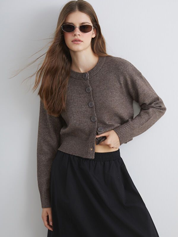 Moudda LC Waikiki - Cardigan en tricot Femme Brun - Tunisie 1