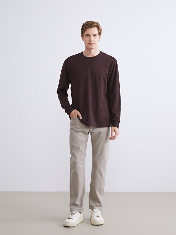 Moudda LC Waikiki - Sweatshirt jersey basique Homme Prune - Tunisie 2