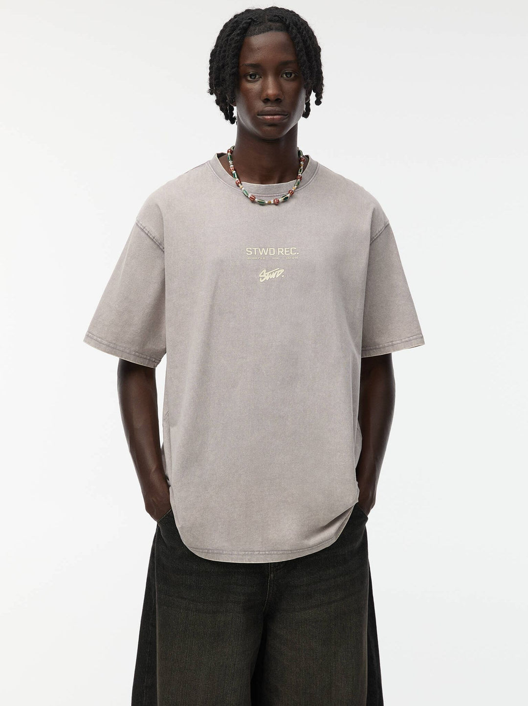 Moudda PULL & BEAR - T-Shirt Demi-Manches STWD World Records Lavé Haute Densité - Tunisie 1