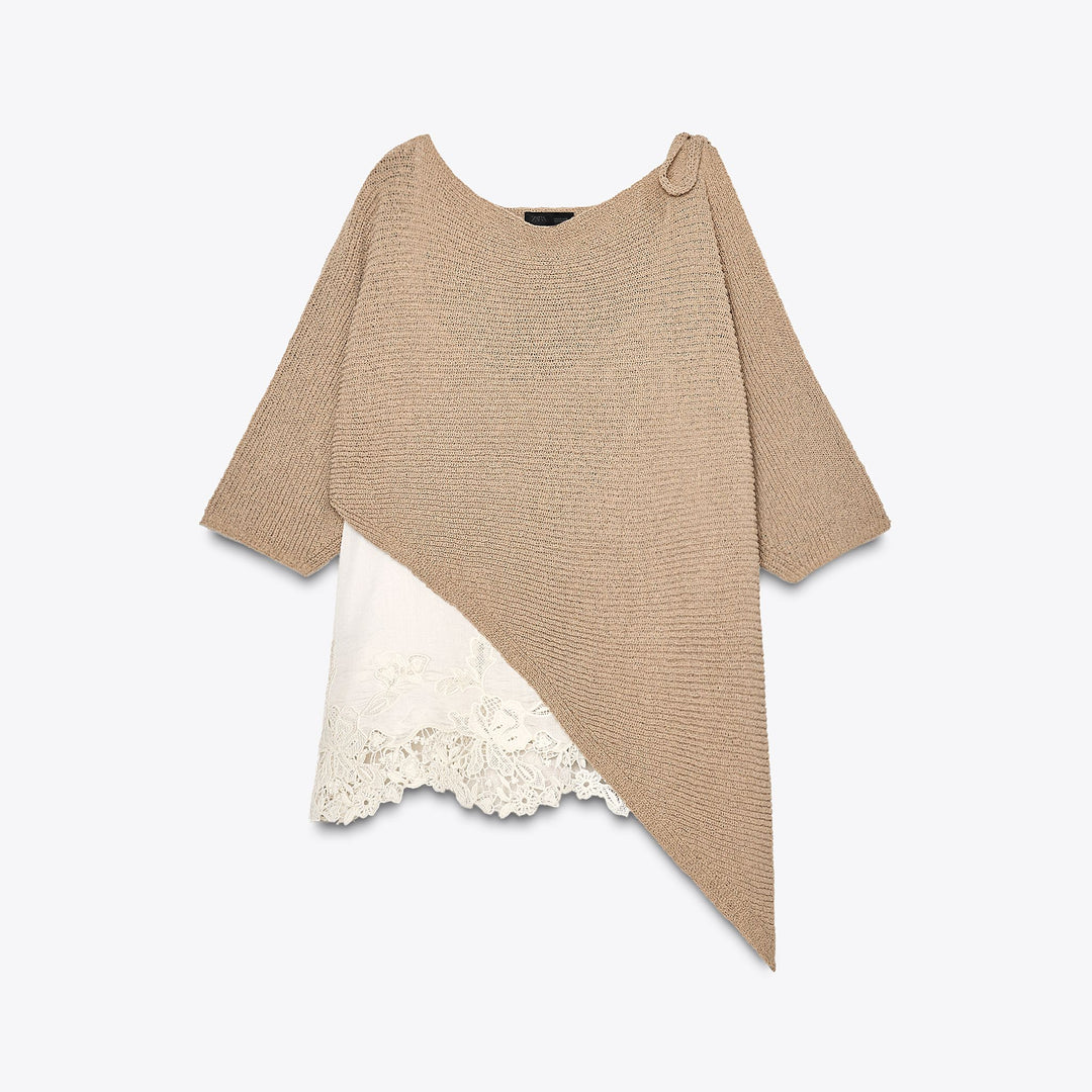 Moudda ZARA - Pull Asymétrique - Double Couche & Dentelle - Tunisie 1