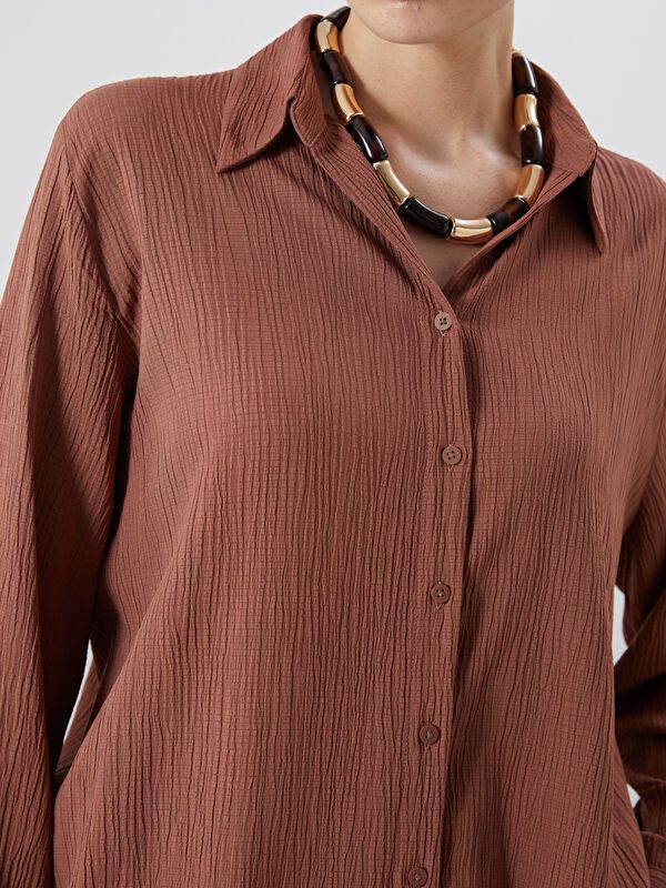 Moudda LC Waikiki - Chemise tissée manches longues Femme Tuile - Tunisie 3