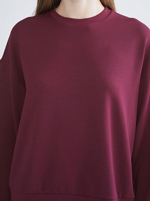 Moudda LC Waikiki - Sweatshirt en jersey Femme Bordeaux - Tunisie 3