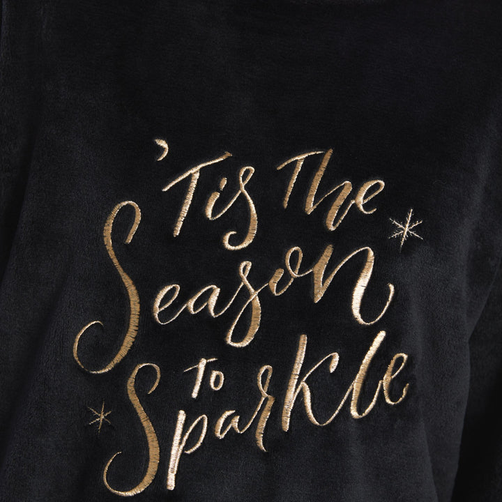 Moudda LC Waikiki - Pyjama en jersey manches longues épais Femme Imprimé en noir - Tunisie 3