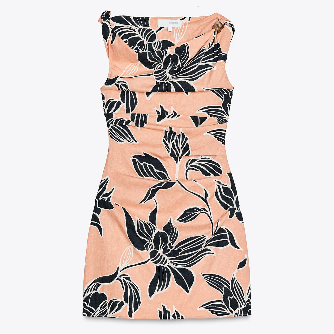Moudda ZARA - Robe Mini Asymétrique - Lin Stretch & Maxi Imprimé Floral - Tunisie 1