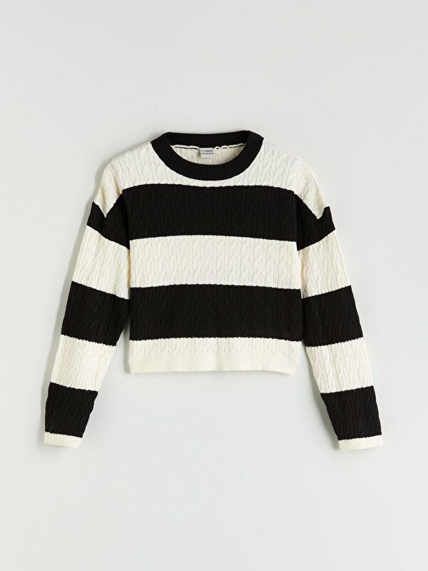 Moudda LC Waikiki - Pull en tricot Fille Ecru rayé - Tunisie 1