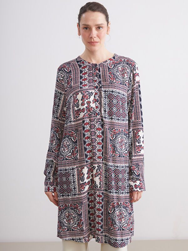 Moudda LC Waikiki - Tunique tissée imprimée manches longues Femme Imprimés bordeaux - Tunisie 2