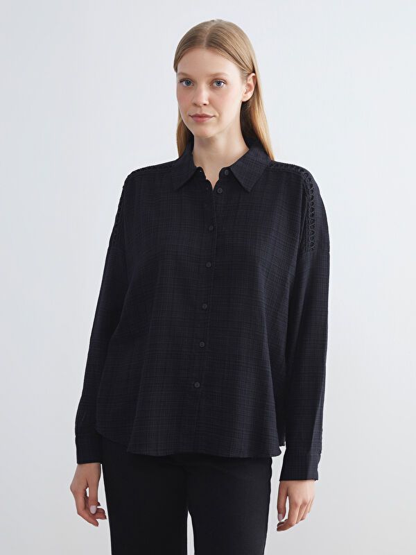 Moudda LC Waikiki - Chemise tissée manches longues Femme Noir - Tunisie 1