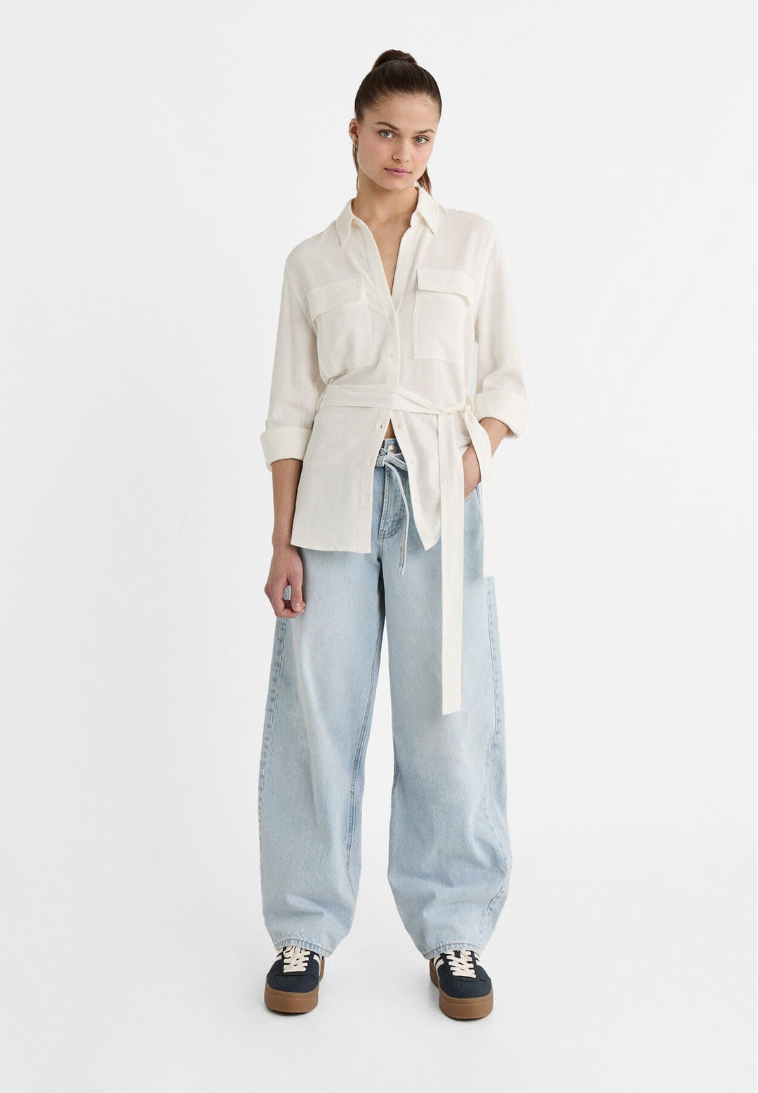 Moudda STRADIVARIUS - Surchemise Rustique avec Ceinture Unie - Tunisie 3