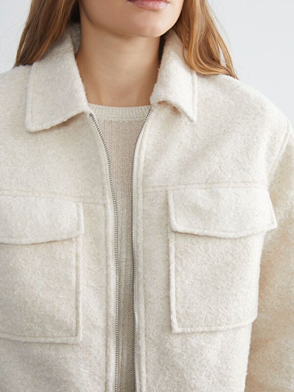 Moudda LC Waikiki - Manteau effet laine Femme Ecru - Tunisie 3