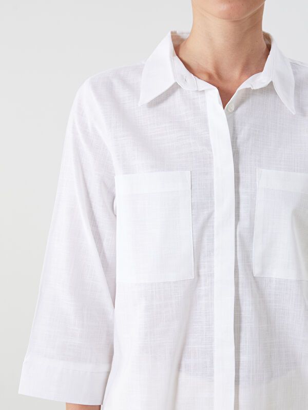 Moudda LC Waikiki - Chemise tissée manches longues Femme Ecru - Tunisie 3