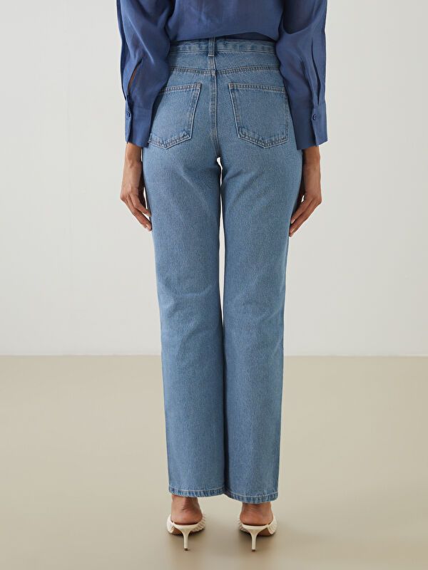 Moudda LC Waikiki - Pantalon tissé en denim Femme Canne indigo clair - Tunisie 4