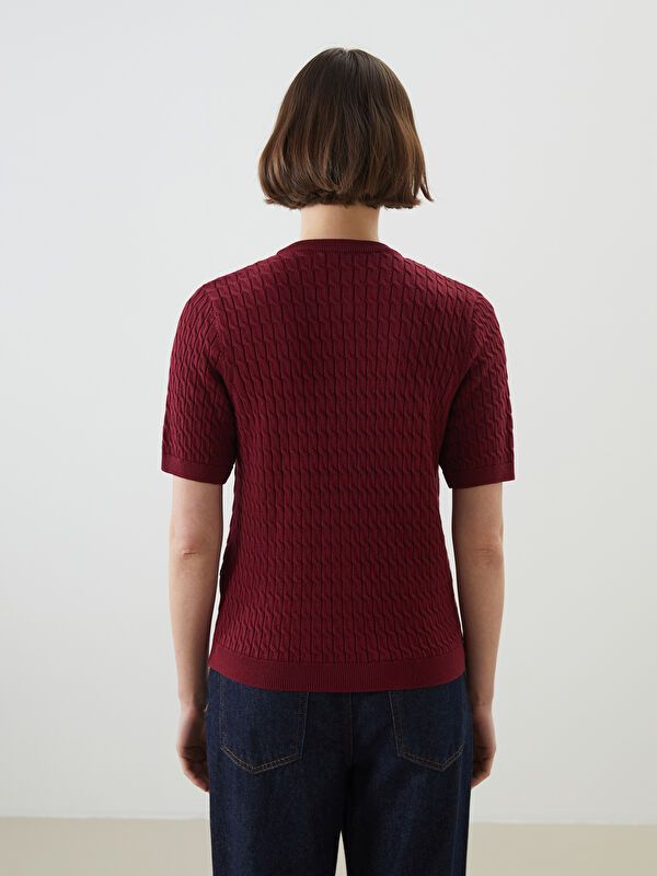 Moudda LC Waikiki - Cardigan fin en tricot Femme Bordeaux - Tunisie 4