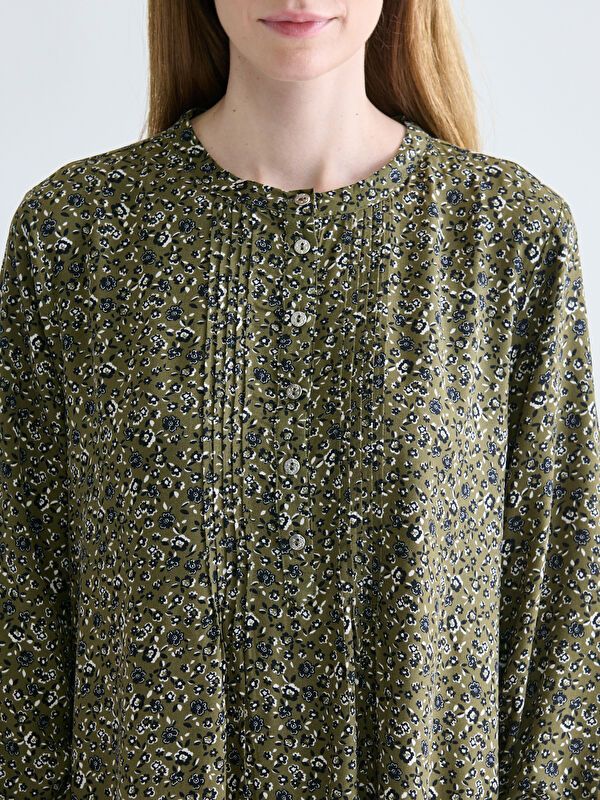 Moudda LC Waikiki - Robe tissée manches longues Femme Imprimé kaki foncé - Tunisie 3