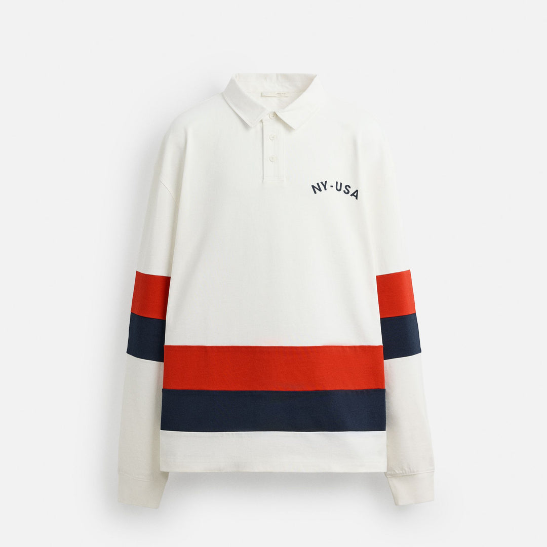 Moudda ZARA - Polo - Color Block, Rayures & Texte (Nautique) - Tunisie 1