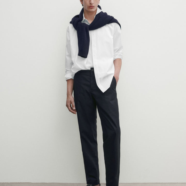 Moudda Massimo Dutti - Pantalon 100% coton sergé léger coupe fuselée - Tunisie 1